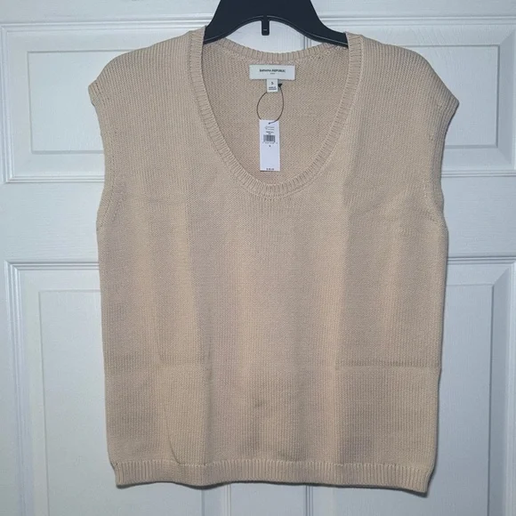 Banana Republic Light Tan Scoop Neck Pullover Knit Sweater Top - Picture 3 of 7